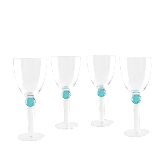 Verres à Vin Pied Diamant Vert | Lot de 4 | AULICA
