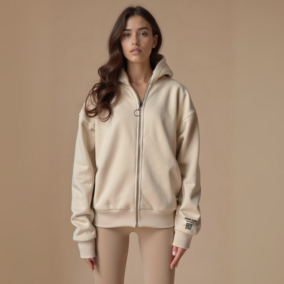 Hoodie Zippé Oversize Vert Menthe Coton Bio — GOOD GIRL BAD HABITS