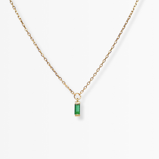 Collier Angelina Baguette Émeraude — Argent 925 Or 18K