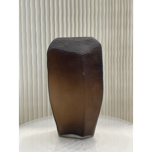 Vase en Verre Brun Chocolat – Design Élégant H38cm (Variante) – vue principale | QMF Trading – H&S SELECT