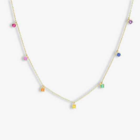 Collier Yasha 7 Pierres Zircone Griffe — Argent 925 Or 18K