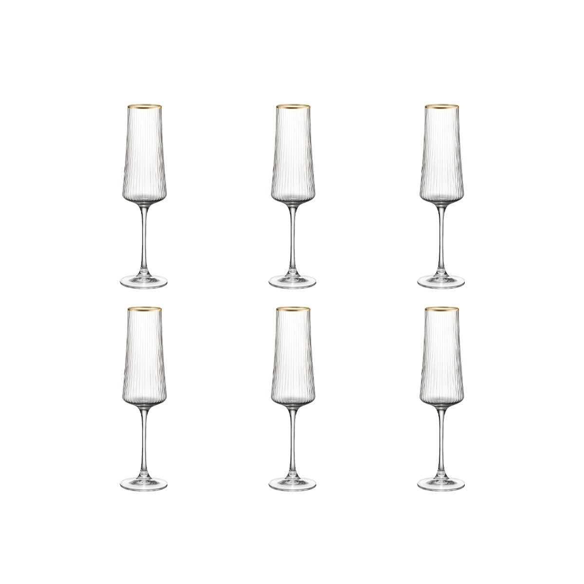 Flûtes à Champagne Bord Doré 210 ml | Lot de 6 | AULICA