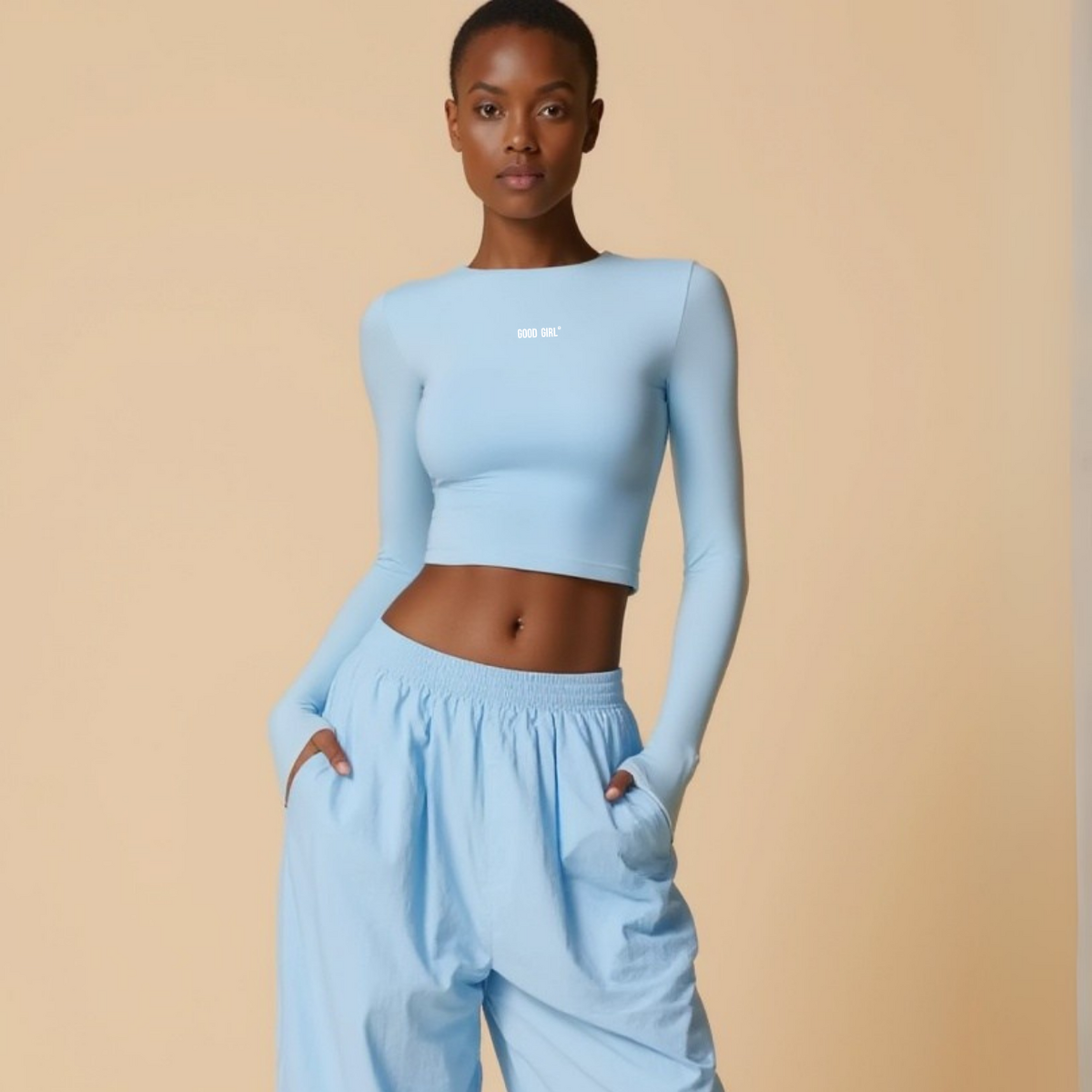 Crop Top Manches Longues Brun Sport — GOOD GIRL BAD HABITS