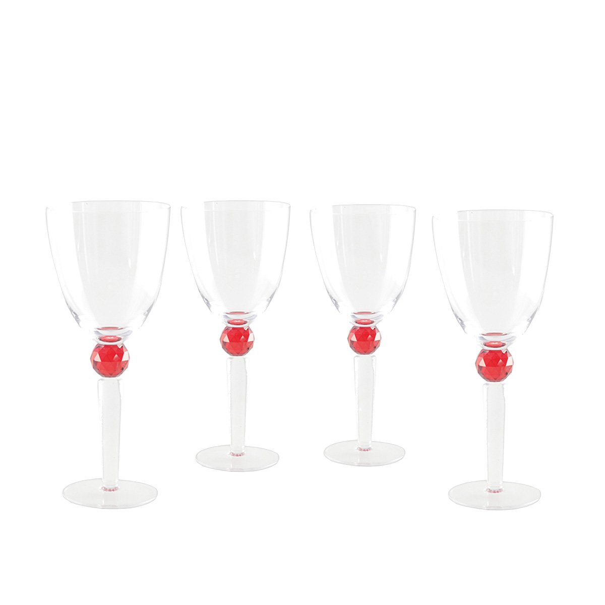 Verres à Vin Pied Diamant Rouge | Lot de 4 | AULICA