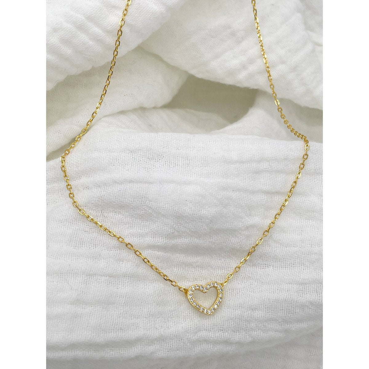 Collier Casha Pendentif Cœur — Argent 925 Plaqué Or 18K
