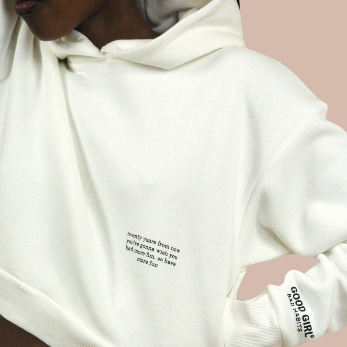 Hoodie Cropped Vert Vibrant "Twenty Years" Coton Bio — GOOD GIRL BAD HABITS