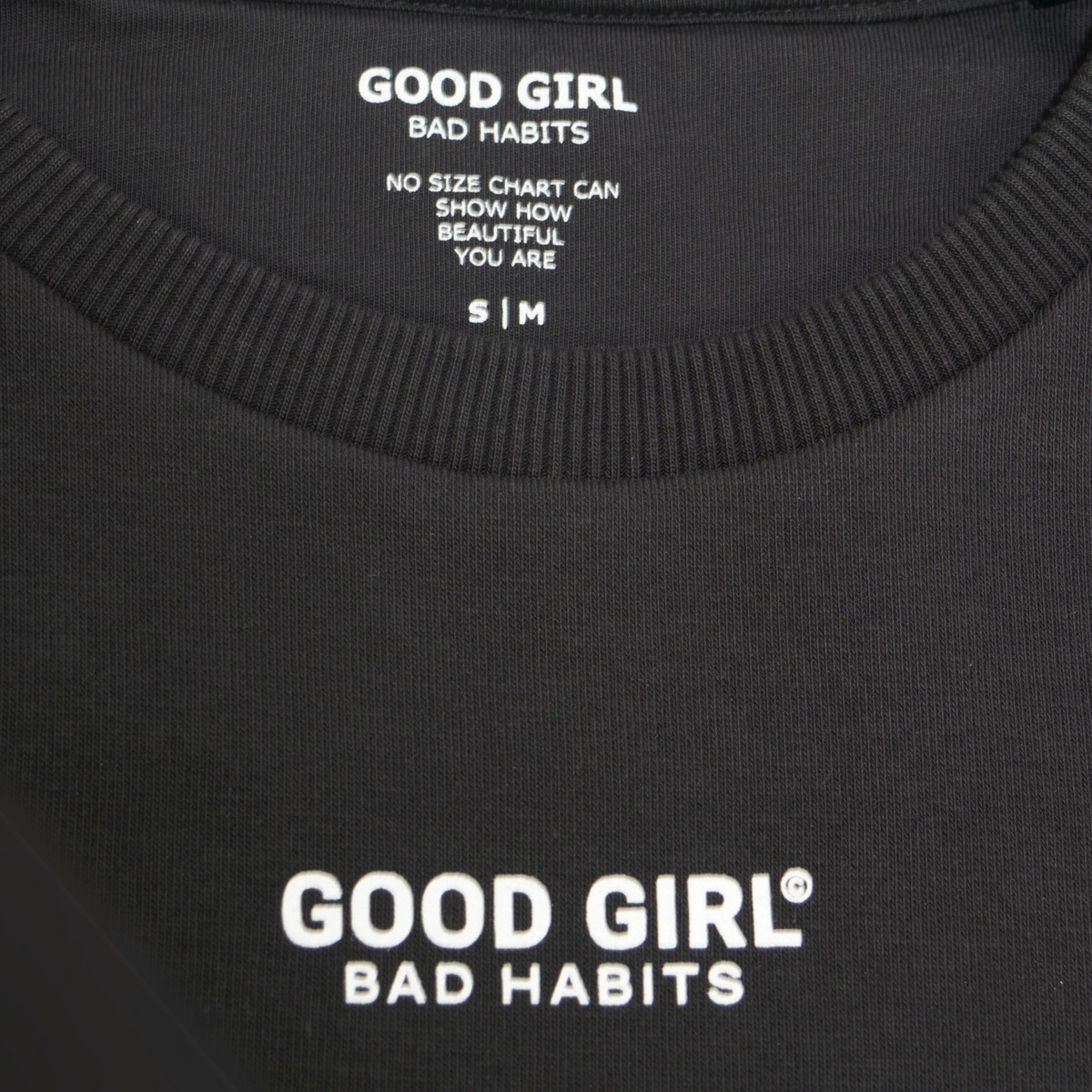 Sweat Col Rond Cropped Gris Chiné "Good Enough" — GOOD GIRL BAD HABITS