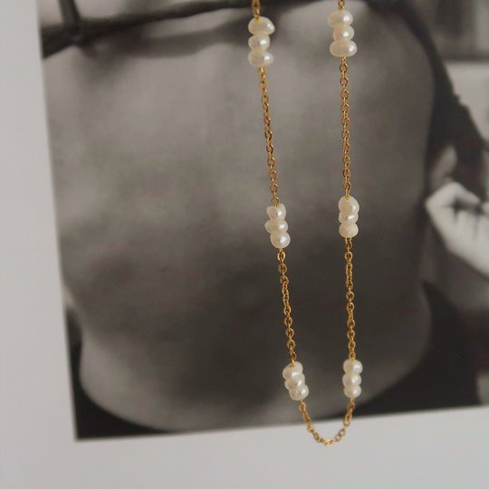 Collier Marguerite Perles d'Eau Douce — Acier Or 18K