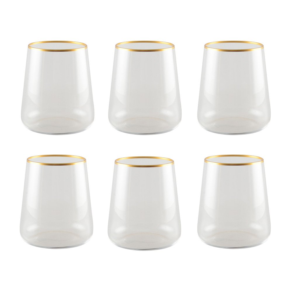 Verres à Eau Bord Doré Mat | Lot de 6 | AULICA
