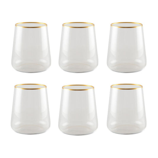 Verres à Eau Bord Doré Mat | Lot de 6 | AULICA