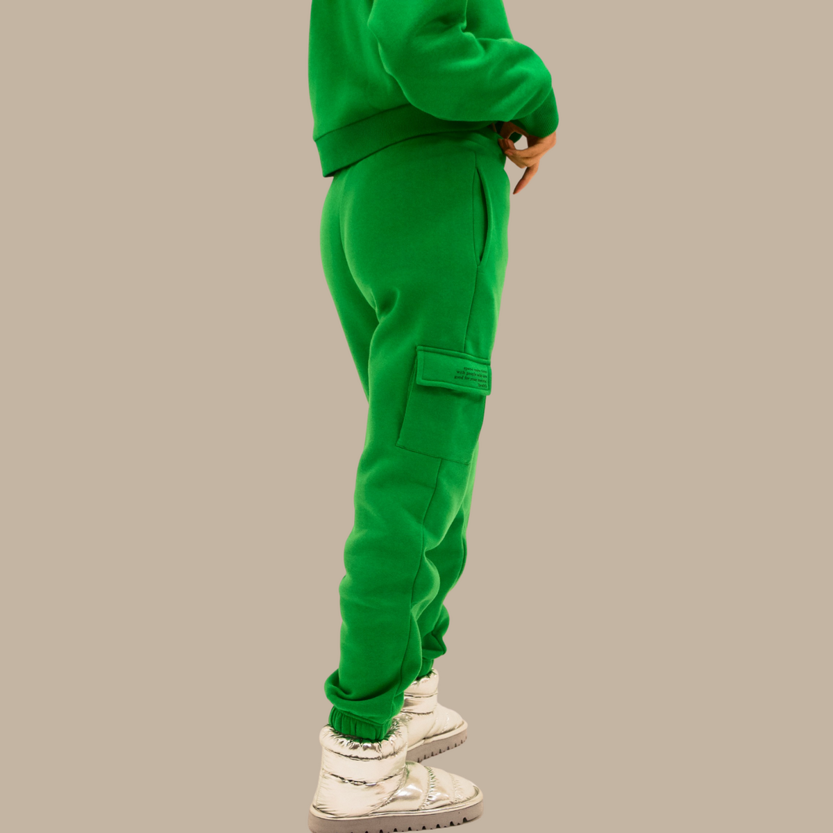 Jogging Cargo Gris Chiné "Mental Health" Coton Bio — GOOD GIRL BAD HABITS