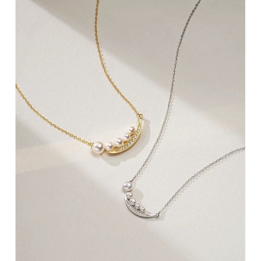 Collier Elegant Smile Perles Swarovski — Argent 925 Plaqué Or 18K