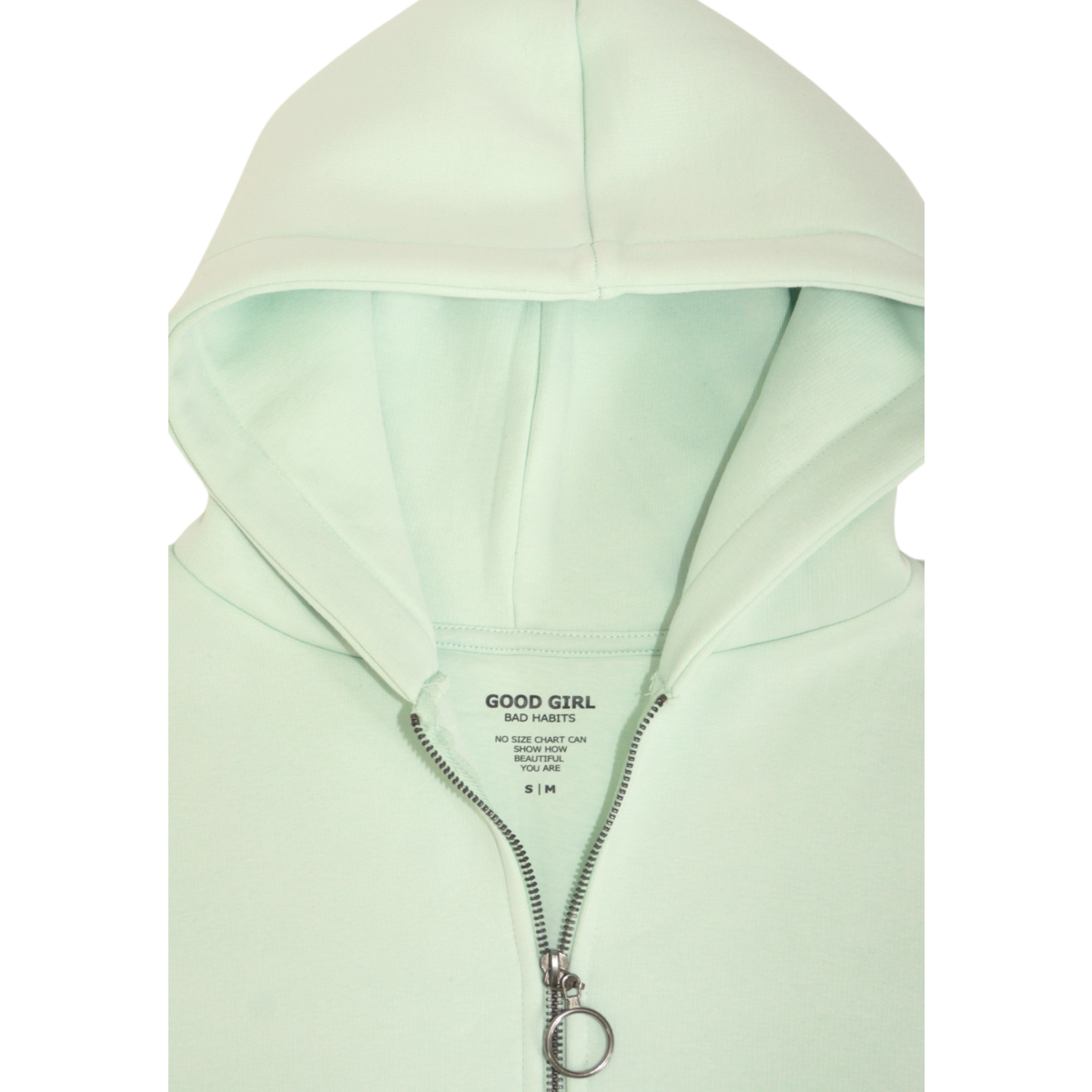 Hoodie Zippé Oversize Vert Menthe Coton Bio — GOOD GIRL BAD HABITS