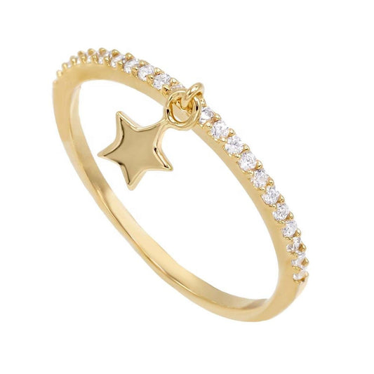 Bague Estelle Étoile Zircone Pavée — Argent 925 Or 18K