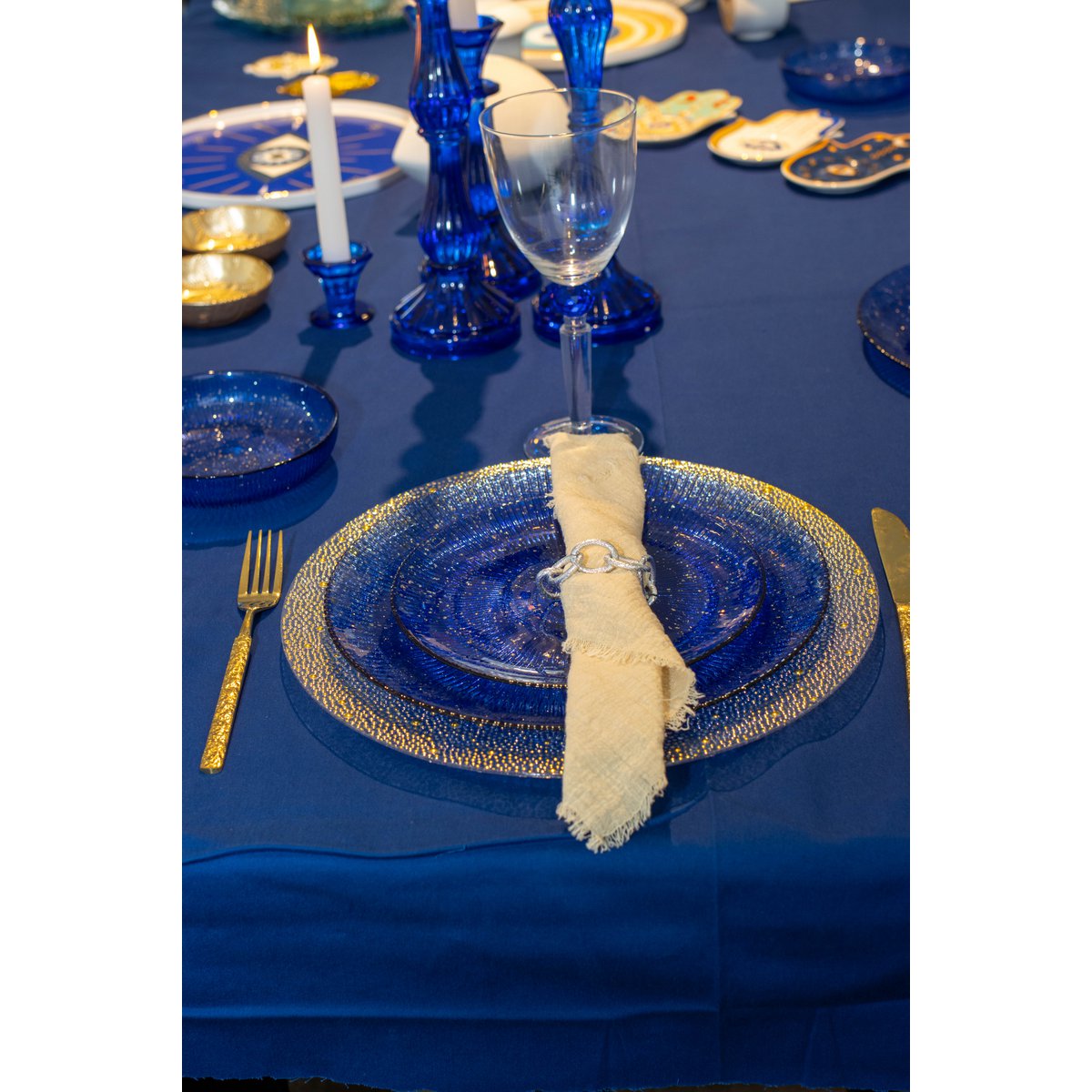 Verres à Vin Pied Diamant Bleu | Lot de 4 | AULICA