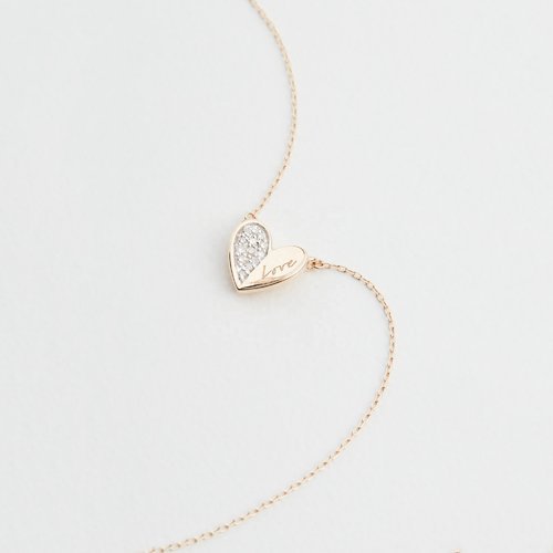 Collier Amour Cœur Gravé Zircone — Argent 925 Or 18K