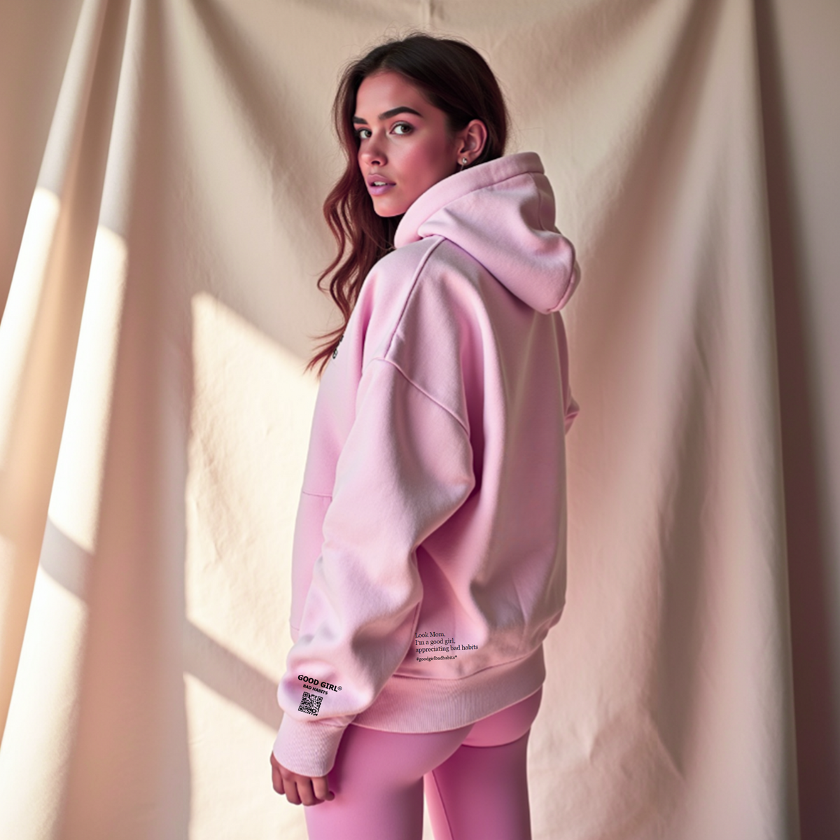 Hoodie Zippé Oversize Vert Menthe Coton Bio — GOOD GIRL BAD HABITS