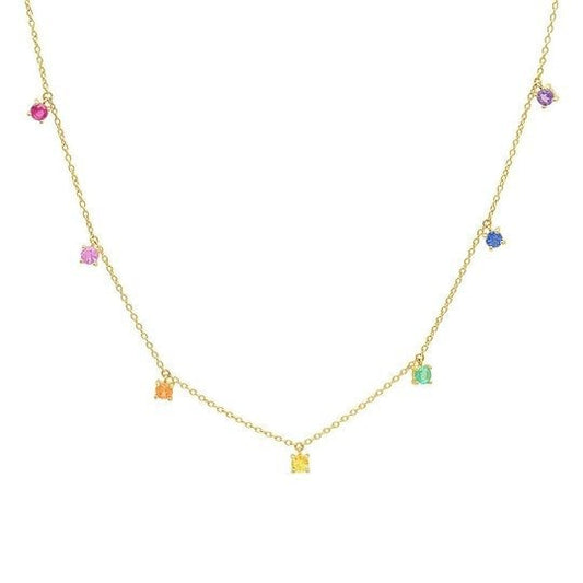 Collier Yasha Multicolore 7 Zircones Griffe — Argent 925