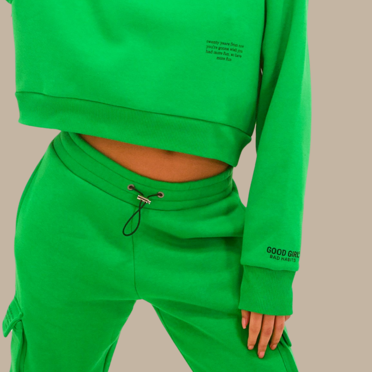 Hoodie Cropped Vert "Twenty Years From Now" — GOOD GIRL BAD HABITS