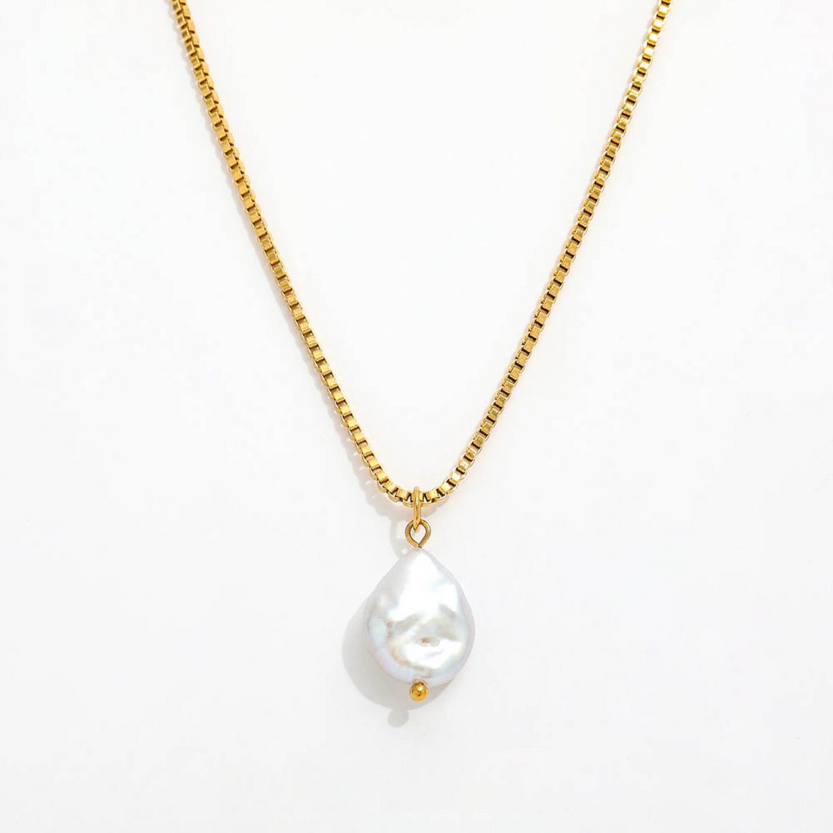 Collier Mya Perle Baroque Vénitien — Acier Or 18K