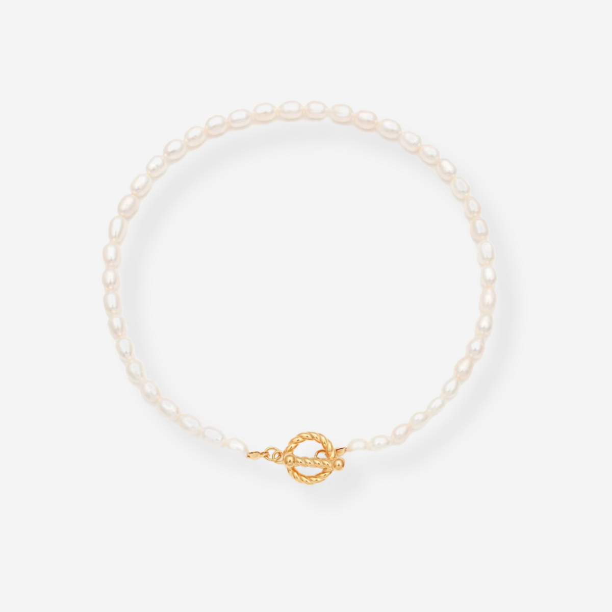 Collier Honolulu Perles Toggle Fermoir — Acier Or 18K