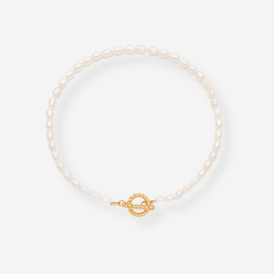 Collier Honolulu Perles Toggle Fermoir — Acier Or 18K