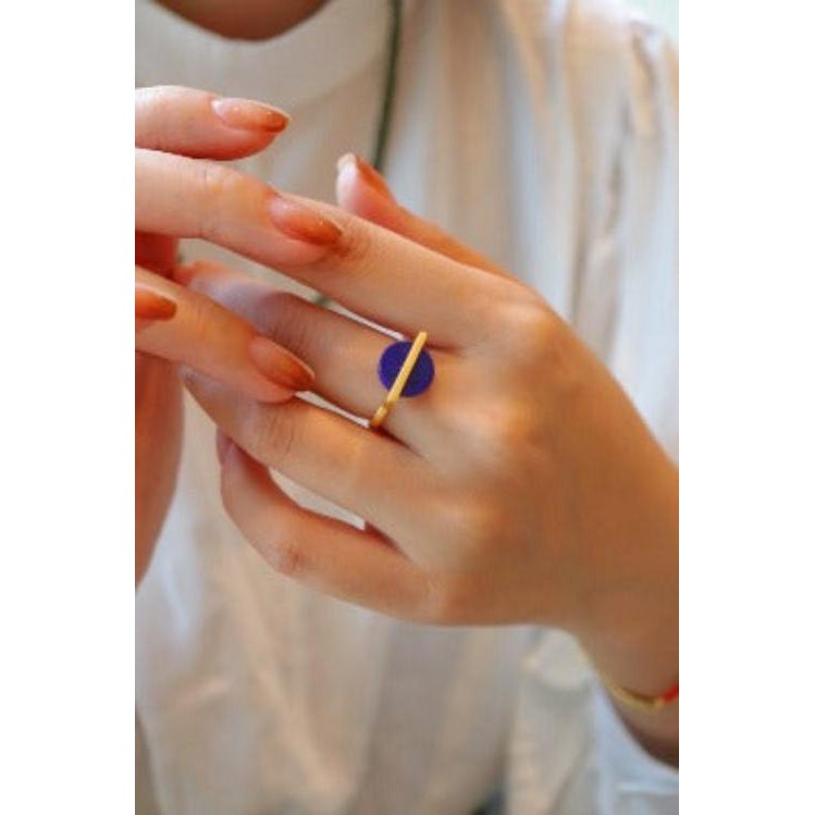 Bague Lapis Lazuli Pierre Ronde — Argent 925 Plaqué Or 18K – vue 7 | LanLivia – H&S SELECT