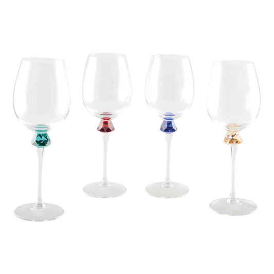 Verres à Vin Pied Diamant Multicolore | Lot de 4 | AULICA