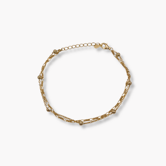 Bracelet Double Dot Maillons Fins — Argent 925 Or 18K