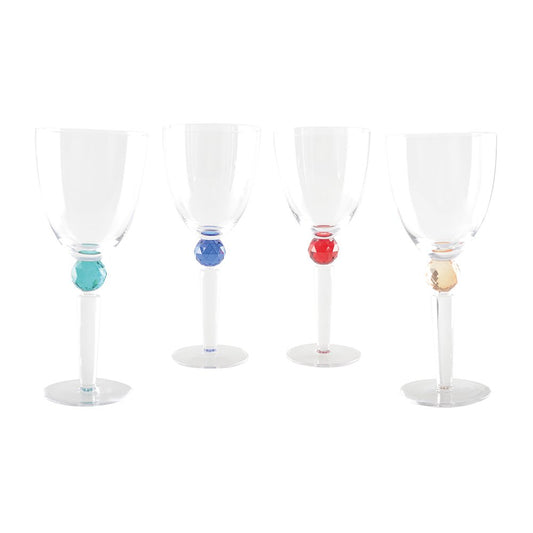 Verres à Vin Pied Diamant Rond Multicolore | Lot de 4 | AULICA