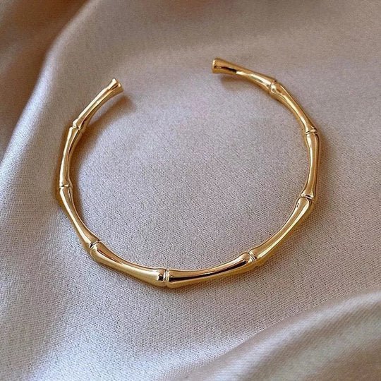 Bracelet Bamboo Sculpté — Acier Inoxydable Plaqué Or 18K