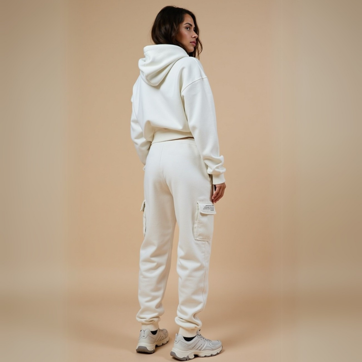 Jogging Cargo Blanc "Mental Health" Coton Bio — GOOD GIRL BAD HABITS