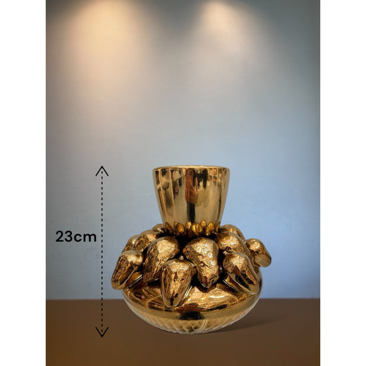 Vase Fraise Dorée – Porcelaine Artisanale H23cm – vue principale | QMF Trading – H&S SELECT