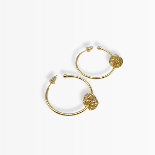 Créoles Jea Coin Médaillon Amovible — Argent 925 Or 18K