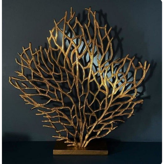 Sculpture Corail Doré en Fer – Décoration Luxe H42cm
