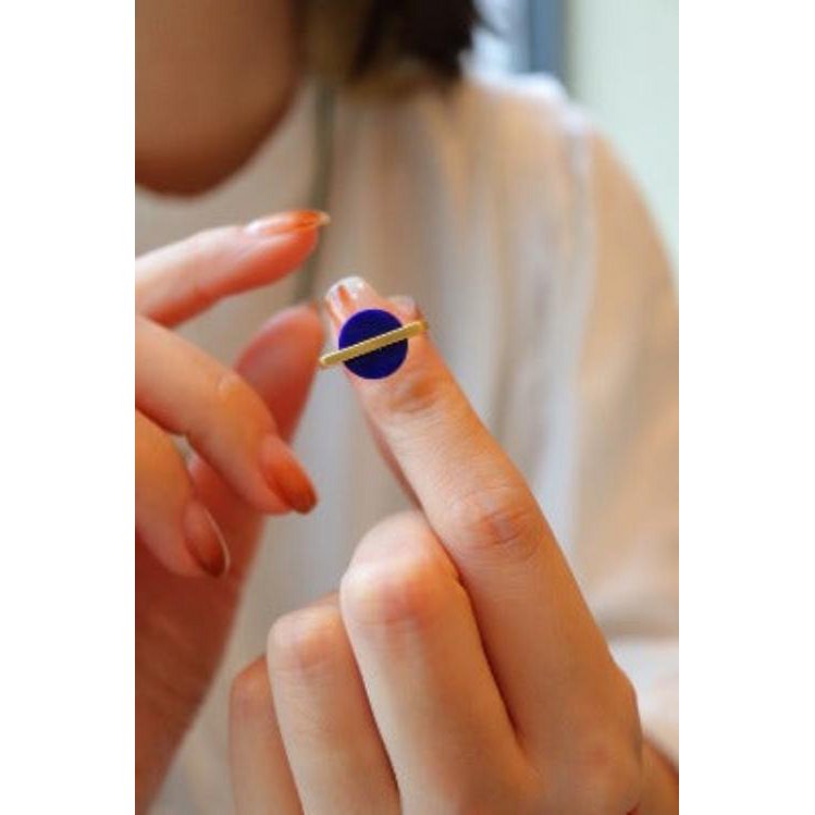 Bague Lapis Lazuli Pierre Ronde — Argent 925 Plaqué Or 18K – vue 6 | LanLivia – H&S SELECT