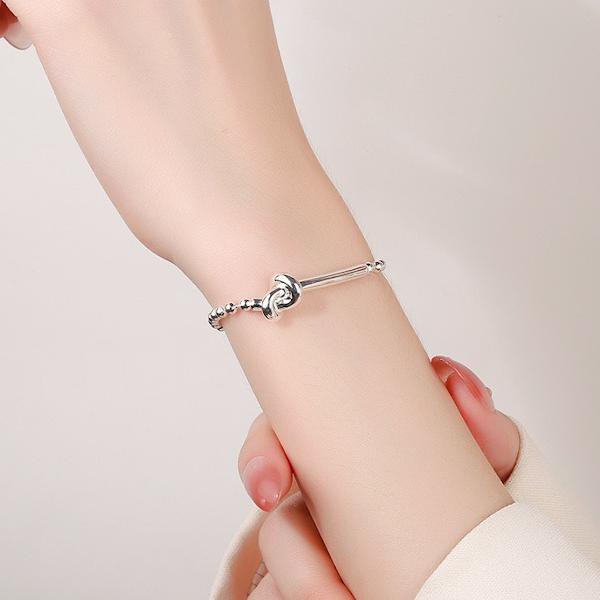 Bracelet Nœud Chaîne Billes — Argent 925