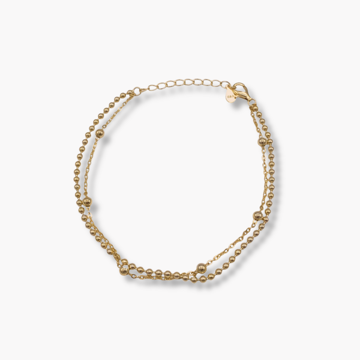 Bracelet Double Bulle Maillons Mixtes — Argent 925 Or 18K