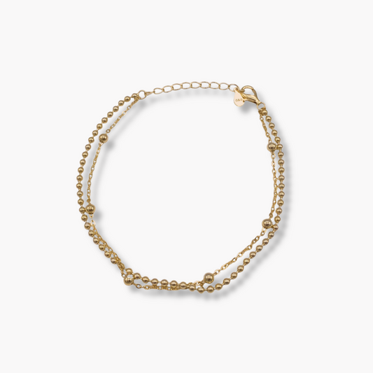 Bracelet Double Bulle Maillons Mixtes — Argent 925 Or 18K